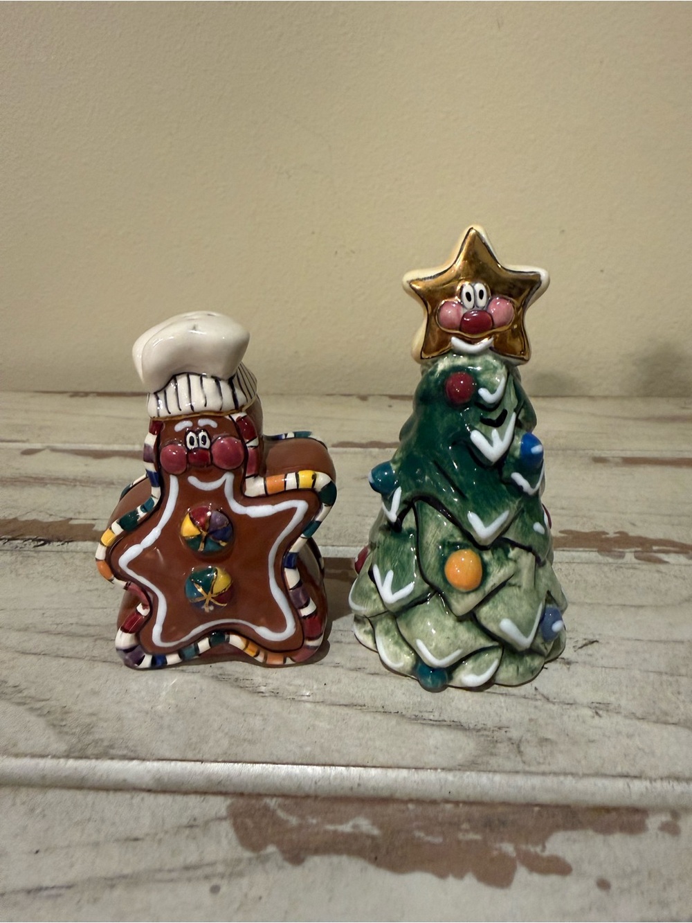 Blue Sky Corp Heather Goldminc Gingerbread Chef & Tree Salt & Pepper Shakers